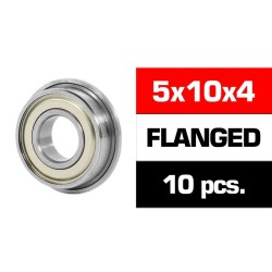 Jeu de 10 roulements blindés métalliques à bride « HS » 5x10x4mm