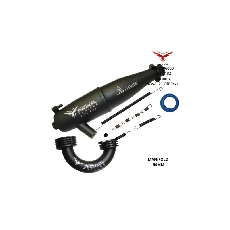 Résonateur + coude 50mm Nova Efra 2182 - Céramique - 1/8 Buggy / Truggy 2006003