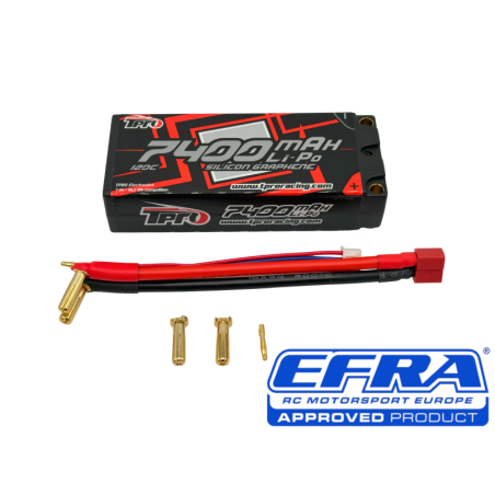 Batterie LiPo haute tension de compétition TPRO Electronics 7,6 V 7400 mAh 120C 5 mm Mid-Shorty